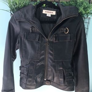 Faux Leather Jacket w/ hood